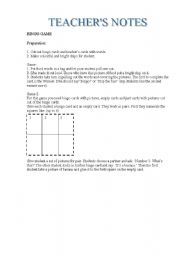 English Worksheet: Teachers Notes for BINGO GAME (FOOD)