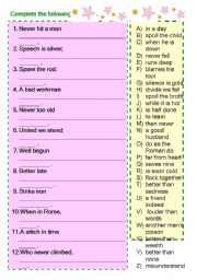 English Worksheet: Proverbs