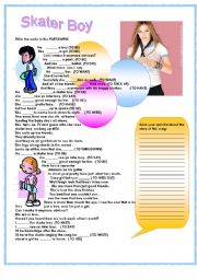 English Worksheet: Skater Boy fill the gaps with the past simple