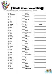 English Worksheet: Find the Ending