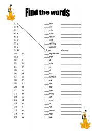 English worksheet: Find the words