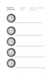 English worksheet: choose the correct time