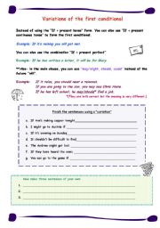 English Worksheet: First Conditional Variations