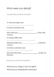 English worksheet: Past Continuous