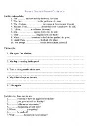 English worksheet: Past Simple and Present Sinple