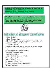 English worksheet: Checking your car