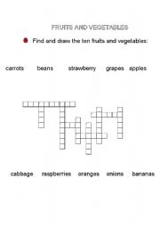 English worksheet: FRUITS AND VEGETABLES