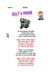 English worksheet: Billys fridge