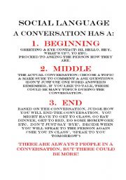 English Worksheet: Having a conversation - social language