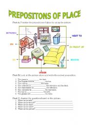 English Worksheet: Prepositons of Place