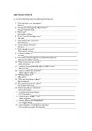 English Worksheet: reported speech