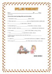 English worksheet: Spelling Worksheet