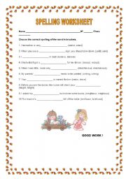 English Worksheet: Spelling Worksheet