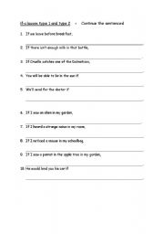 English Worksheet: if-clauses 1&2