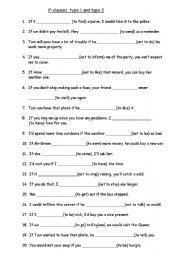 English Worksheet: if-clauses type 1&2