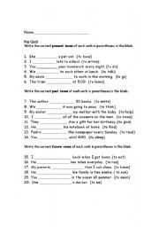 English Worksheet: Verb Tense Quiz
