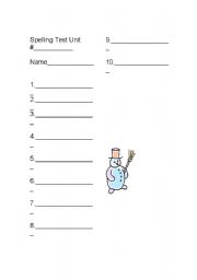 English Worksheet: Spelling test paper for 1st grade