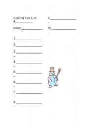 English worksheet: Spelling test paper for 1st grade