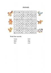 English worksheet: ANIMALS 