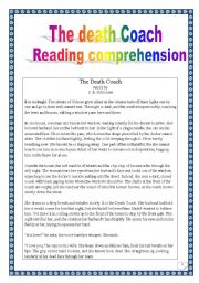 reading comprehension: the death coach (11 pages, multi-task project)