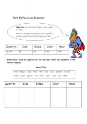 English worksheet: Focus on Form