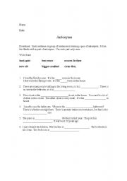 English worksheet: Antonyms