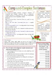 English Worksheet: Compound Complex Sentences