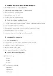 English worksheet: Test your grammar