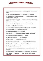 English Worksheet: Prepositional verbs (+ key)