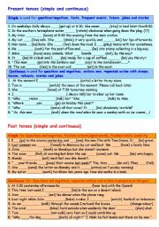 Present and past /simple and continuous revision sheet 