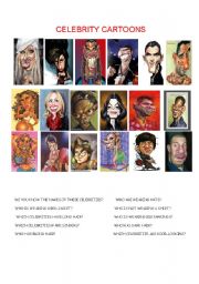 English Worksheet: CELEBRITY CARTOONS II