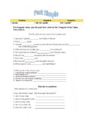 English Worksheet: Past Simple activities