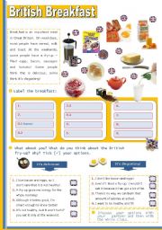 English Worksheet: British Breakfast  - for Elementary or Lower Intermediate students