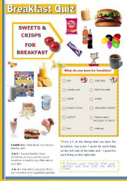 English Worksheet: Breakfast Quiz  - Students find out how (un) healthy  their breakfast is