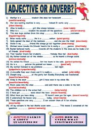 English Worksheet: ADJECTIVE OR ADVERB?