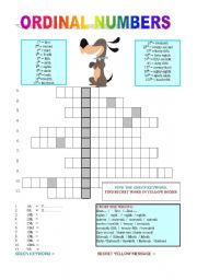 English Worksheet: ORDINAL NUMBERS (11 pages - crossword, flash, dominoes, fill-in, BOARGAME...+key)