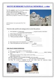 English Worksheet: RUSHMORE MEMORIALS