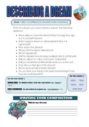 DESCRIBING A DREAM WORKSHEET (WRITING GUIDE)