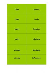 English worksheet: collocations: adj and nouns GAME