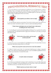 English Worksheet: ROMANTIC TEST