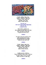 English worksheet: Happy Days Theme Song