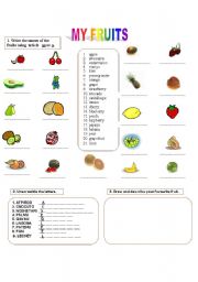 English worksheet: MY FRUITS