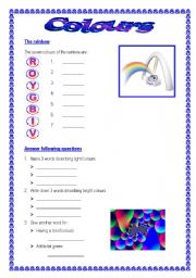 Colours (4 pages activities/exercises different level) Part 1 (of 2)