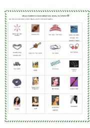 English Worksheet: Hair accessories and footwear - picture dictionary