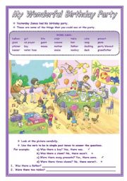 English Worksheet: MY WONDERFUL BIRTHDAY PARTY