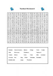 English worksheet: Furniture Wordsearch