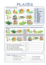 English Worksheet: Places in town