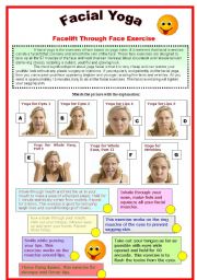 English Worksheet: FACIAL YOGA - text and exercise