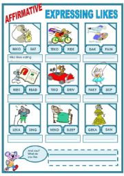 English Worksheet: EXPRESSING LIKES - AFFIRMATIVE