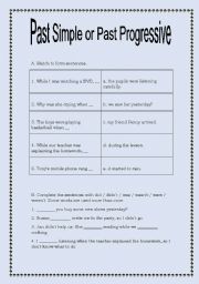 English Worksheet: Past Simple or Past Progressive